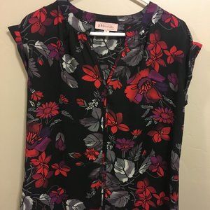 Philosophy Black top Flower Blouse